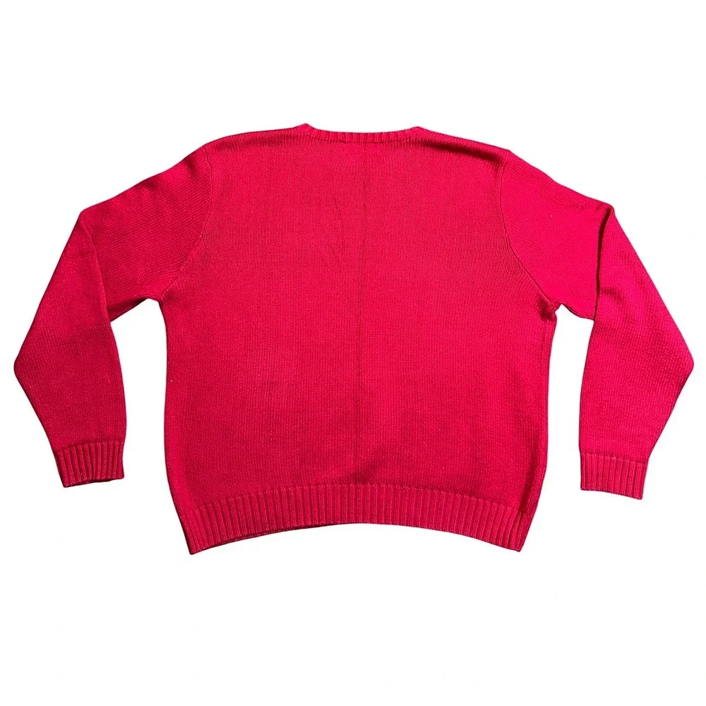 Polo Ralph Lauren Red Cotton Crewneck Sweater Mens XL‎ Blue Pony Logo Pullover